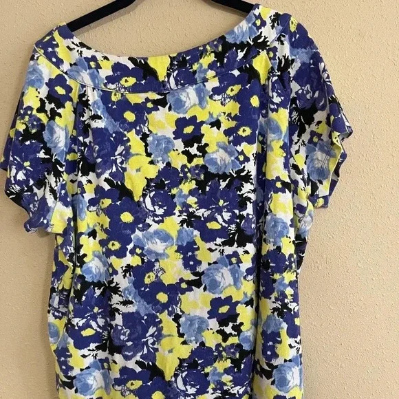 𝅺Rafaella‎ Floral Blouse 1X blue and yellow - Picture 4 of 4
